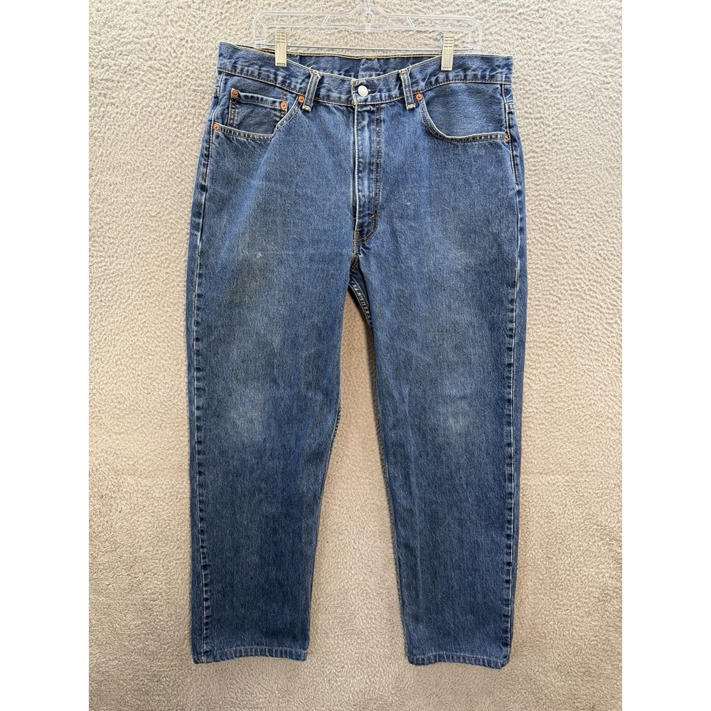 Levis 550 Jeans Mens 38x32 Blue Relaxed Fit Workwear Grunge Skater HEMMED *